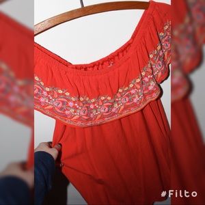 ✨Red Off the Shoulder Summer Dress